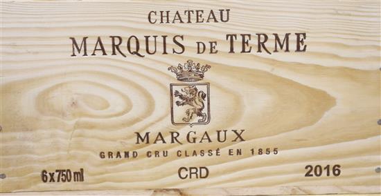 A case of six bottles of Chateau Marquis de Terme Margaux wine, 2016